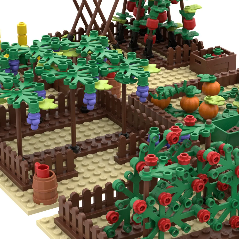 MOC Vegetable Garden Pumpkin Grape Farm Crop Plant Orchard Builing Blocks Puzzle City Scene Flower Micro Landscape Fit Legoeds