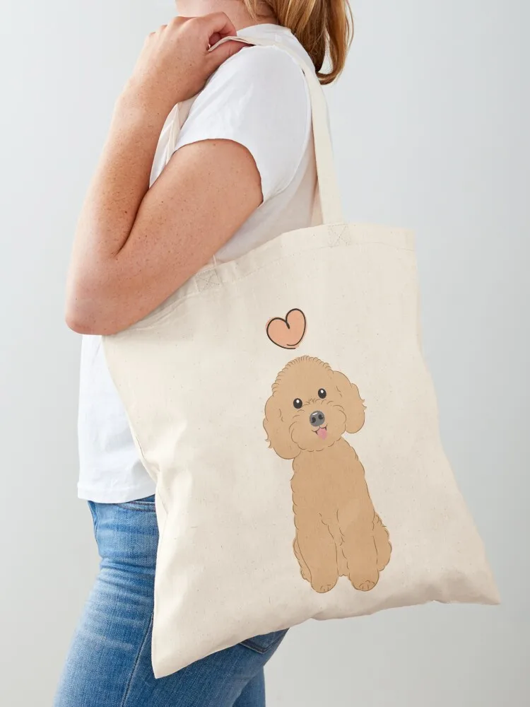 LOVE Red Poochon Bichon Poodle Tote Bag Canvas stote bag shopping trolley bag handbag