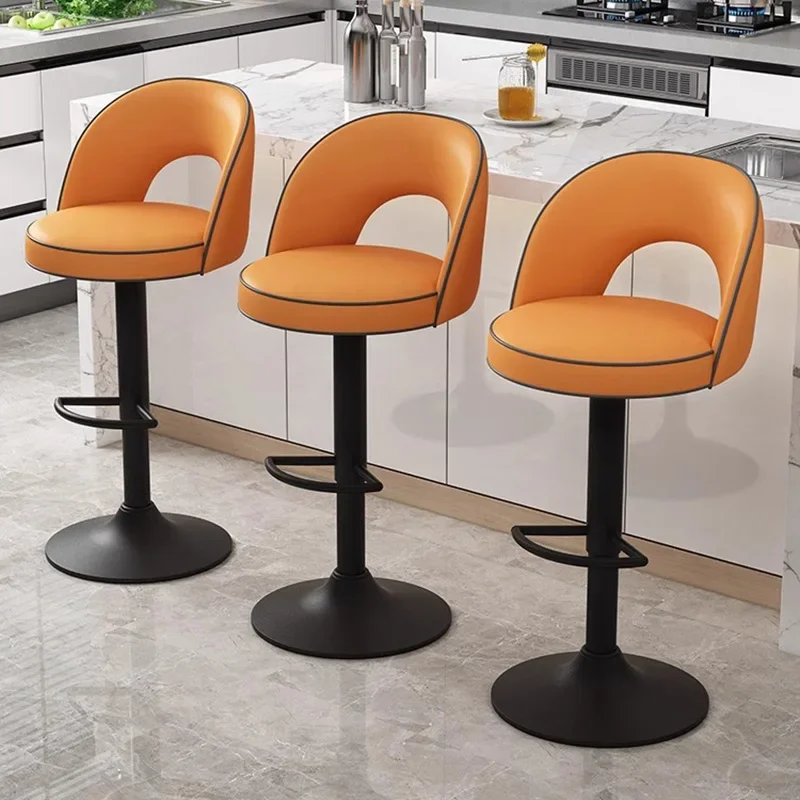 Portable Leather Bar Stool Adjustable Swivel Reception Desk Bar Chairs Modern Design Bar Tabureleri Barbershop Furniture