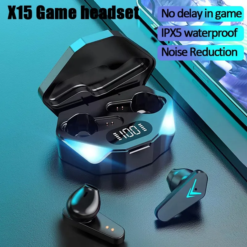 X15 TWS Gaming Earbuds Wireless Bluetooth Earphones With Mic Bass Audio Sound Positioning 9D Stereo Music HiFi Headset For Gamer