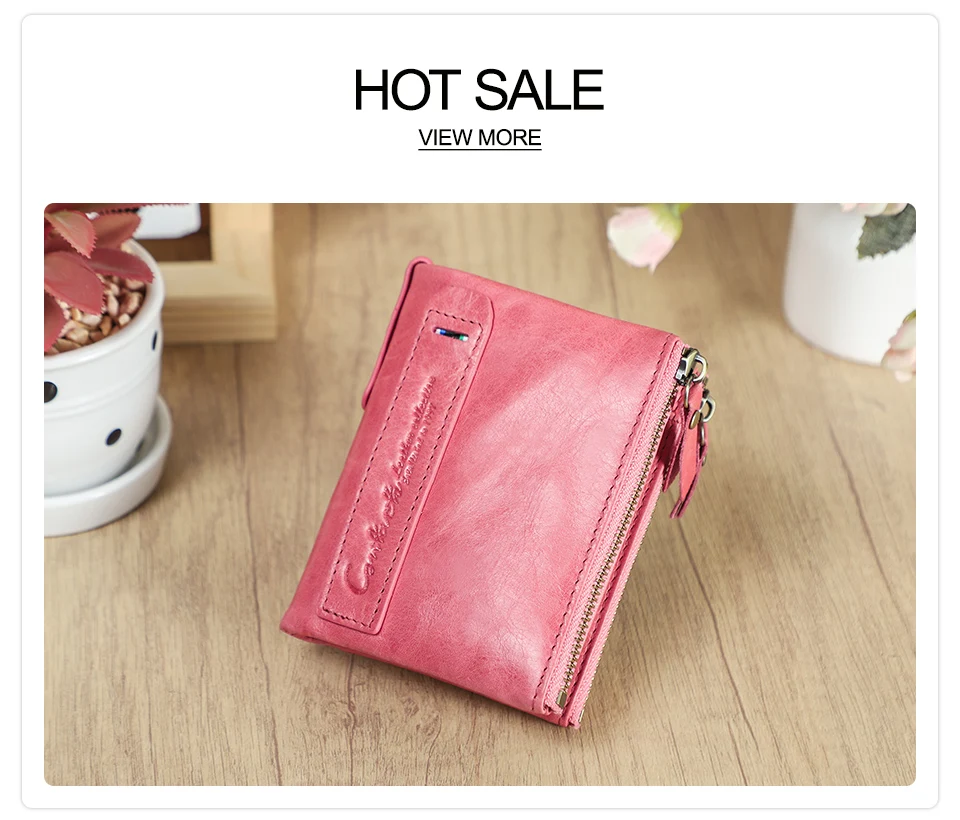 CONTACT'S Damen Echtleder-Geldbörsen Frauen Bifold Luxus Retro Hochwertige Fotofächer Kartenhalter Reise Dating Geschenk Münzbörse – Detail 13