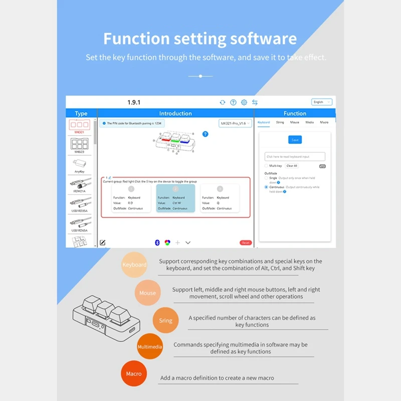 MK321G 3-Key Mini Customized Mechanical Keyboard Blue Switch USB&2.4G Wireless Dual-Mode For OSU Game Multimedia
