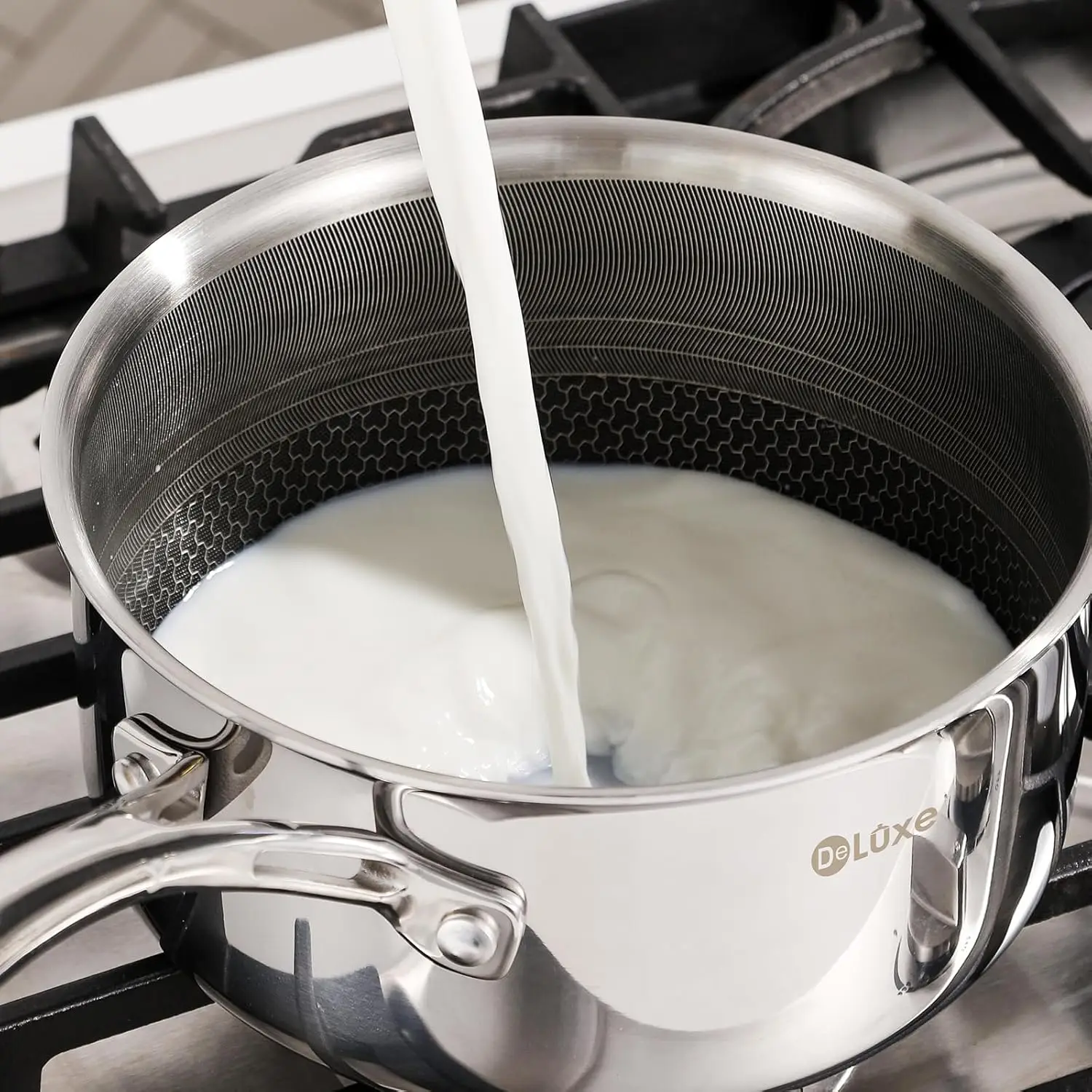 Hybrid Ceramic Nonstick 6 PCS Pot Set, 1.3, 3&5.4-Quart Pot with Tempered Glass Lid, Stainless Steel Cookware Pots with Stay-Coo