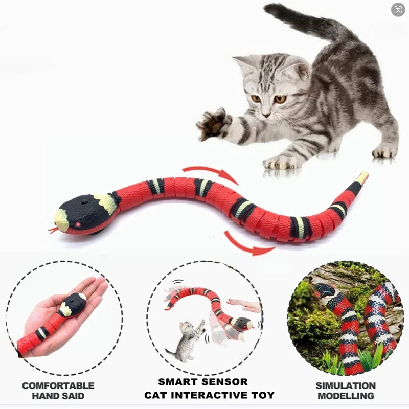 Automatic Cat Toys Interactive Smart Sensing Snake TeaseToys for Cats USB Charging Cat Accessories for Pet Cats  Game Play To