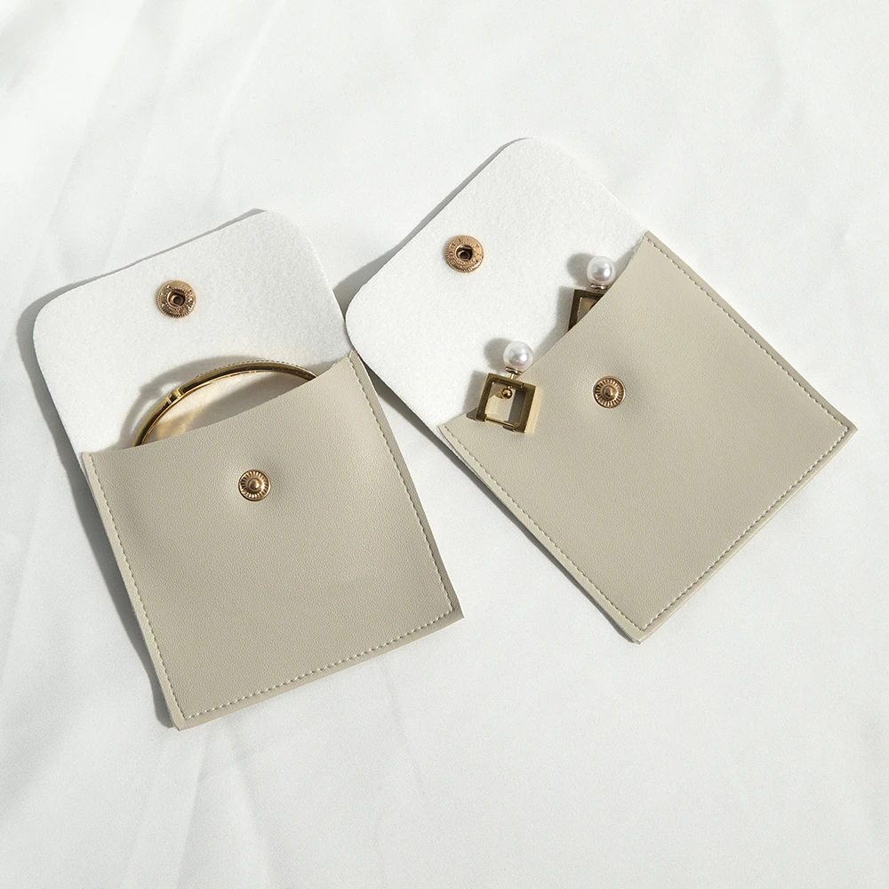 5Pcs Stylish PU Leather Snap Pouches Portable Jewelry Organizer Perfect for Wedding Ring Gift Display & Daily Small Item Storage