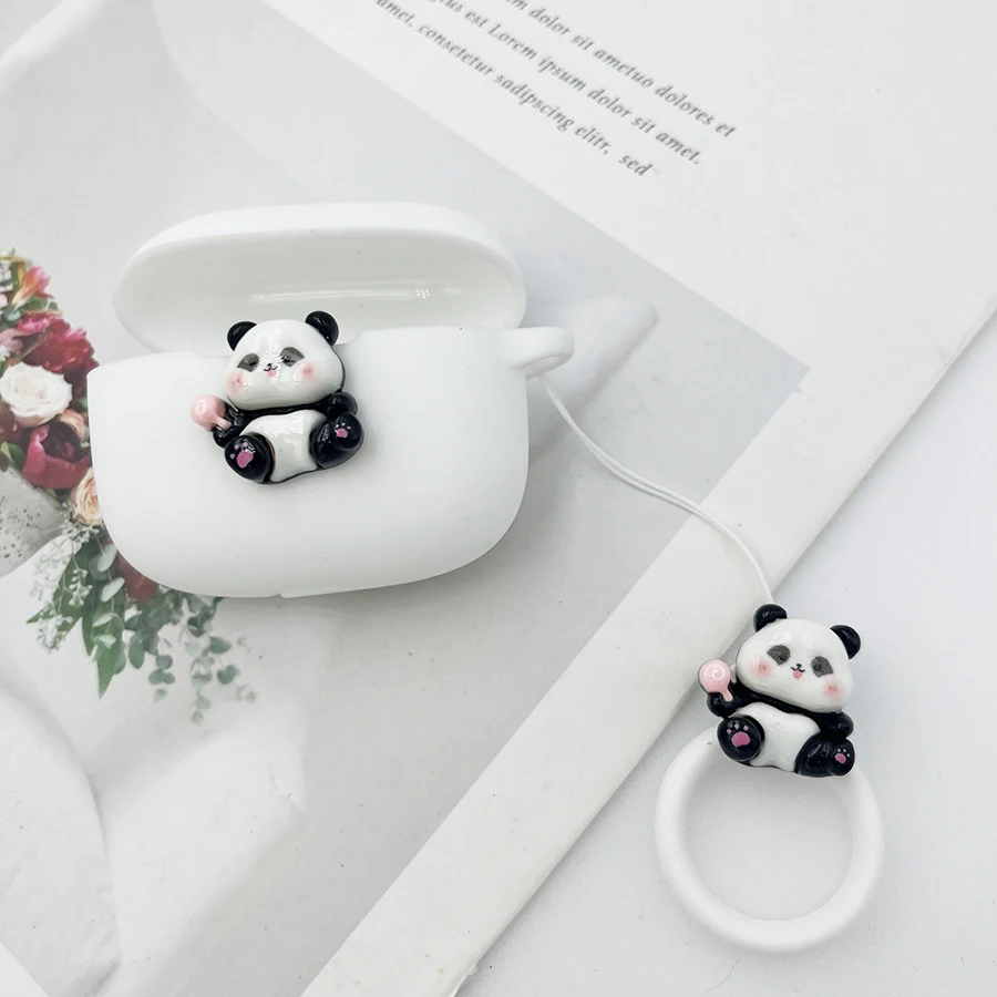 cute panda Earphone Cover For Redmi Buds 6 lite Case Silicone Shockproof case fundas
