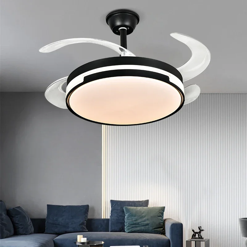 

ceiling fan Invisible Ceiling with Retractable Blades and Remote Control Fandelier Fan light Luminous Led Lamp Metal Motor