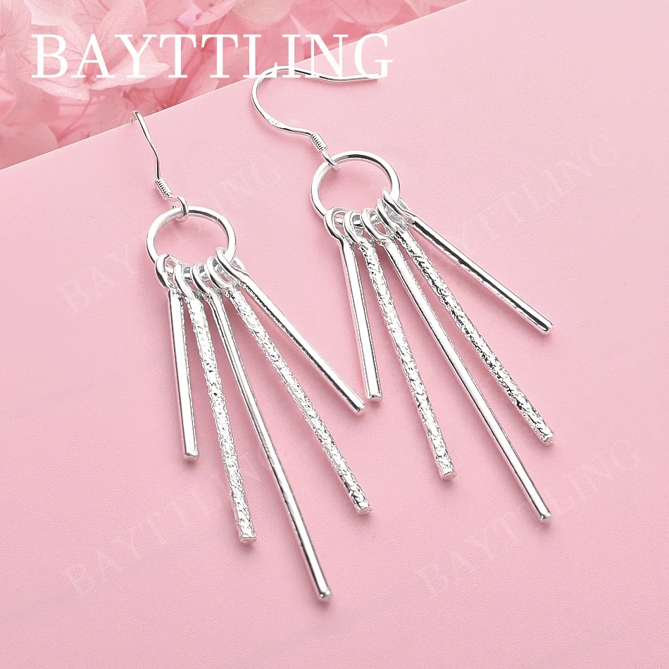 

Luxury 925 Sterling Silver Delicate Column Earrings for Women, Fashionable Wedding Accessories, Jewelry