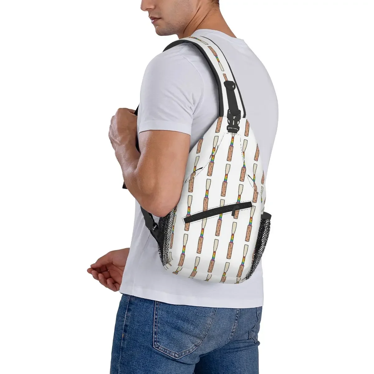 Mochila de arcoíris Oboe Reed Sling, bolso de pecho de viaje para senderismo, mochila cruzada de moda para hombres, bolsa de hombro