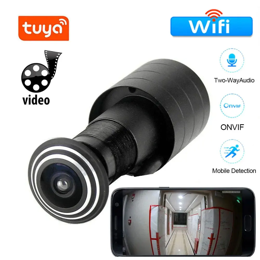 Tuya Smart Wifi Door Eye Hole Security 1080P HD 1.66mm Lens Wide Angle FishEye CCTV Network Mini Peephole Door Camera P2P ONVIF