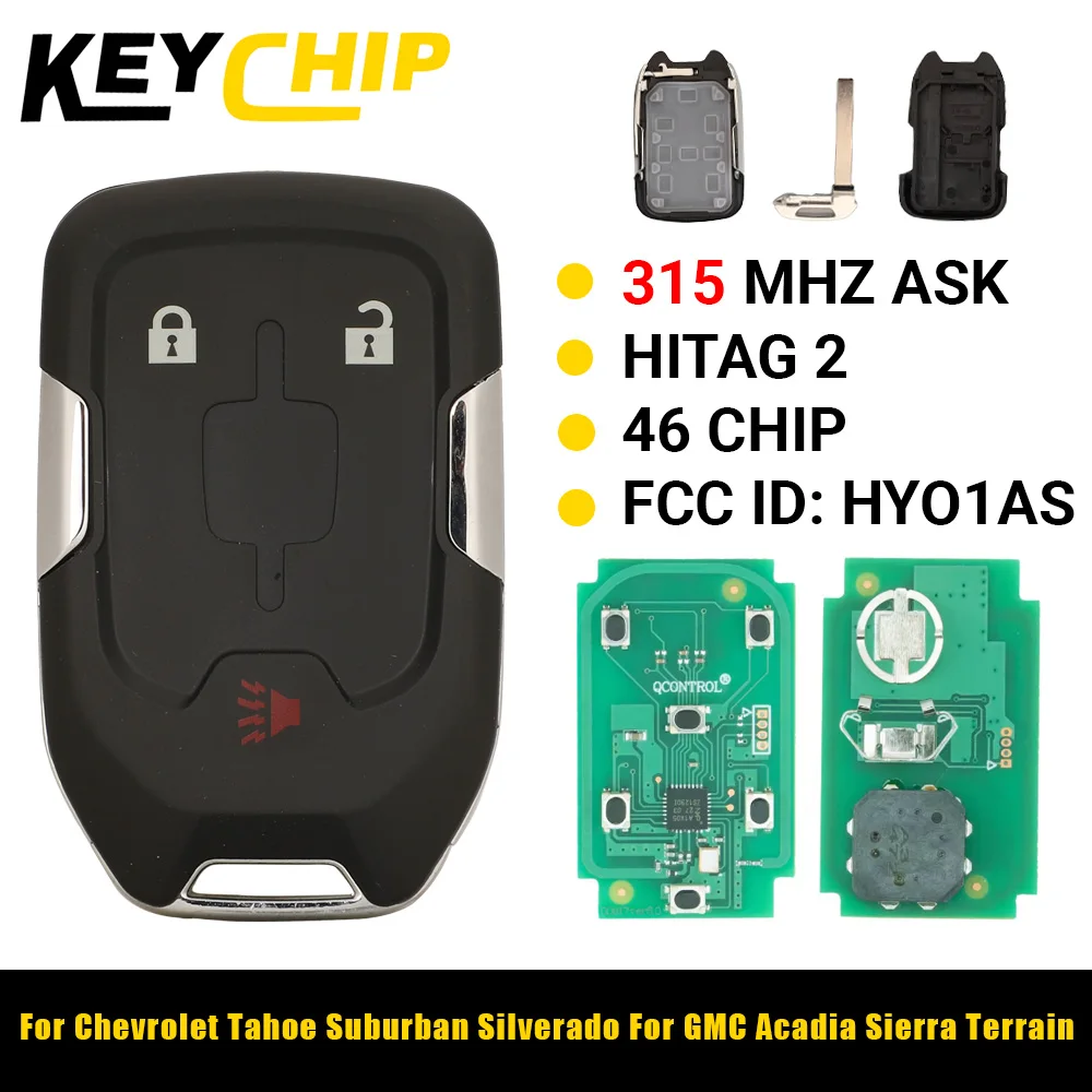 KC para Chevrolet Tahoe Suburban Silverado para GMC Acadia Sierra Terrain 2021 2022 2023 2024 llave de coche inteligente 433Mhz 46Chip HYQ1ES