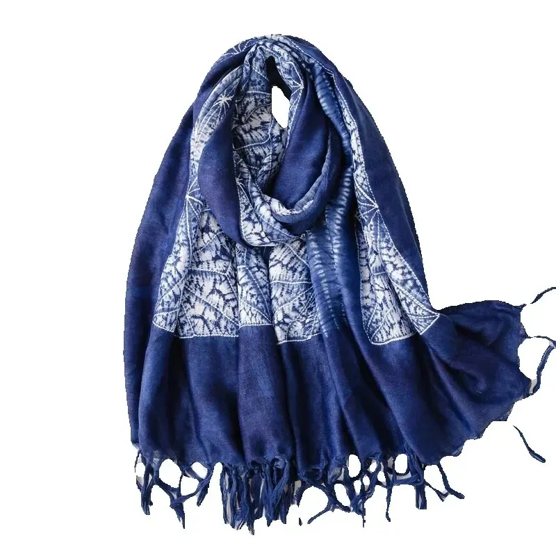 2020 New Cotton Flower Print Tie-dye Tassel Scarves Shawls Long Muslim Soft Floral Muffler Scarf Hijab Wrap Wholesale