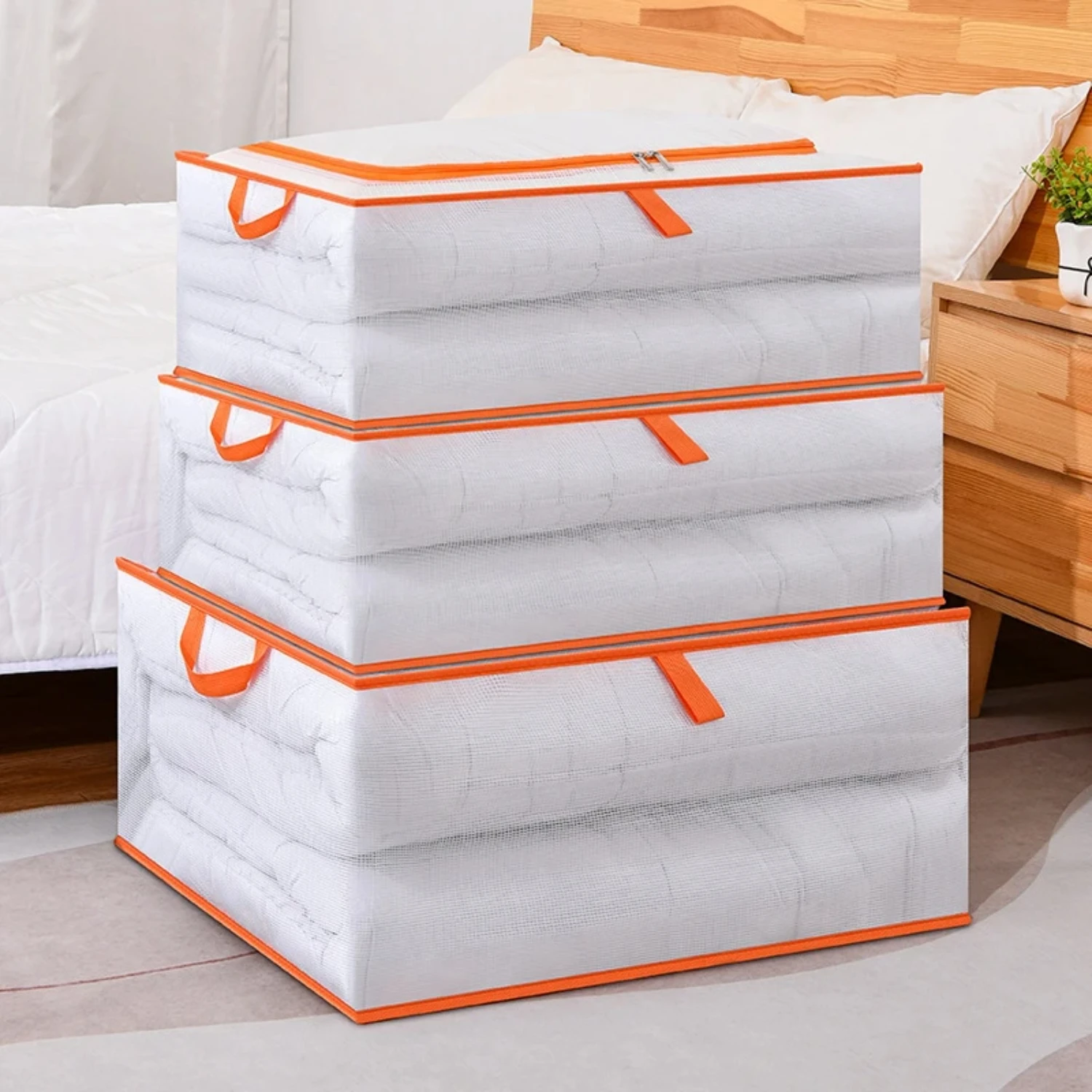 Large Capacity PVC Waterproof Clothes Wardrobe Organizer - Quilt Blanket Organizer - Dustproof Bedding Storage Cabinet.