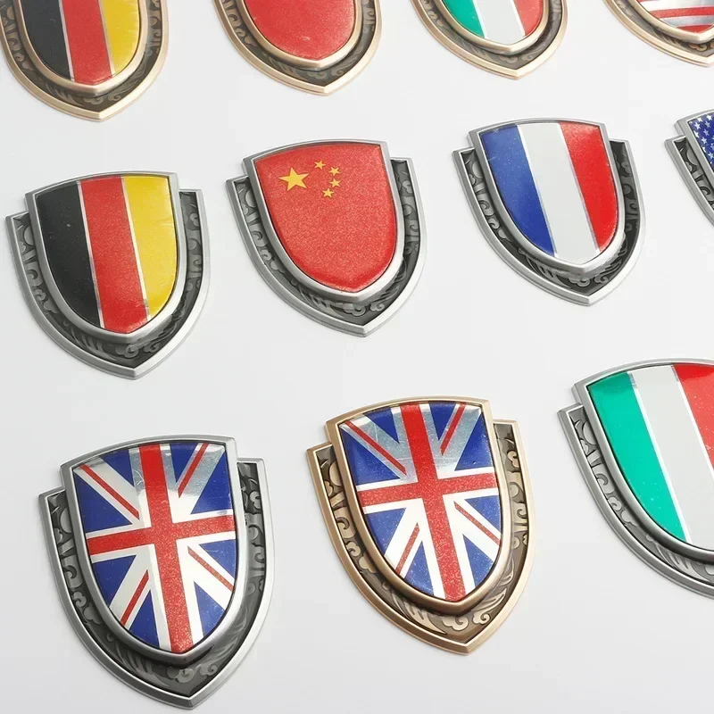 3D Metal Car Sticker Italy France Germany England America Flag Emblem Badge Decals For BMW Audi Honda Opel Lada Toyota Chevrolet view 3