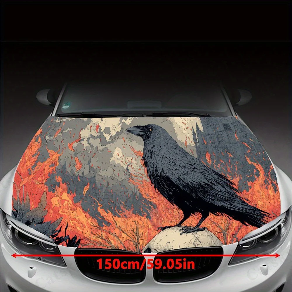 Gothic Raven - Skull car hood stickers, waterproof self-adhesive, scratch resistant, easy to stick, durable car PVC stickers, ca