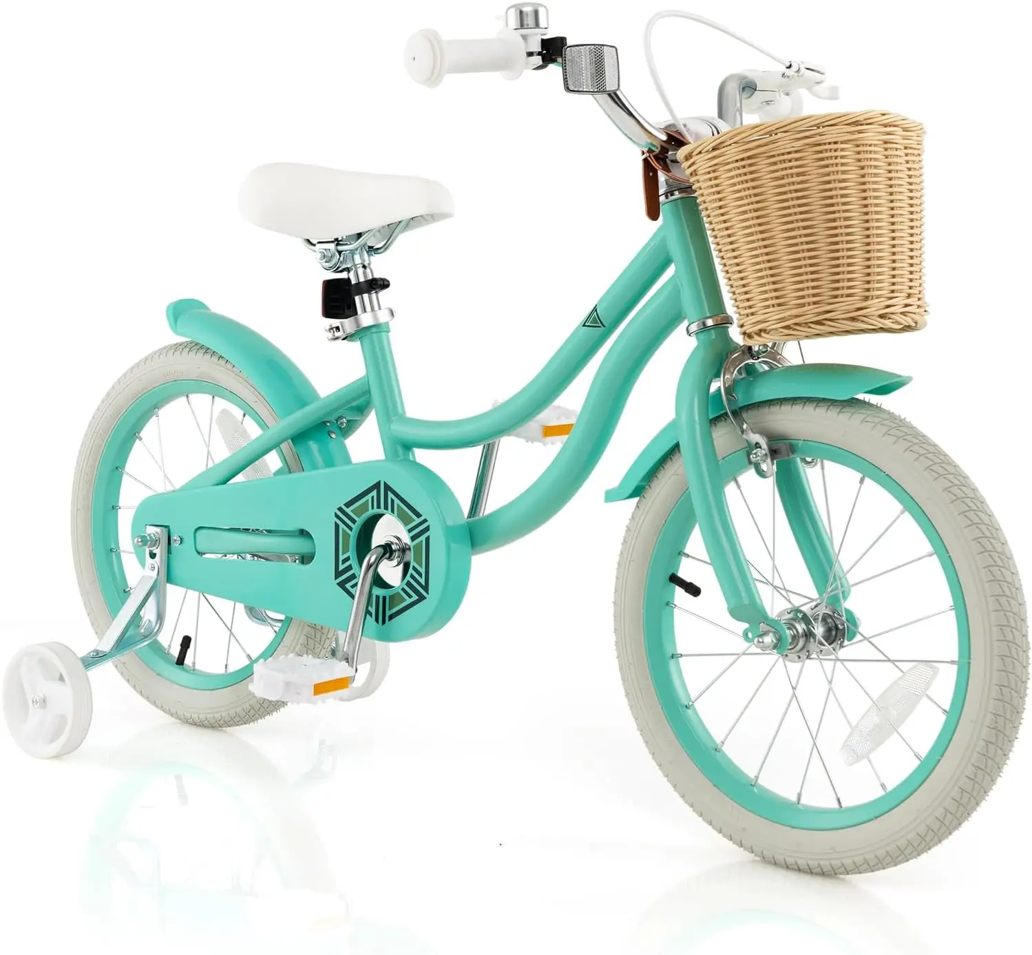 Kinderfahrrad, 14 16 18 Zoll Retro-Kleinkindfahrräder mit Trainingsrädern, Handbremse und Rücktrittbremse, Stahlrahmen, vollständig geschlossene Kette, Anzeige