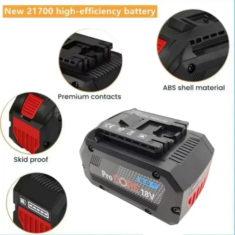 18V 5S2P Suitable for Bosch Professional lpega Cordless Tool BAT618 BAT609 GBA18V80 21700 Battery ProCORE Replacement Battery