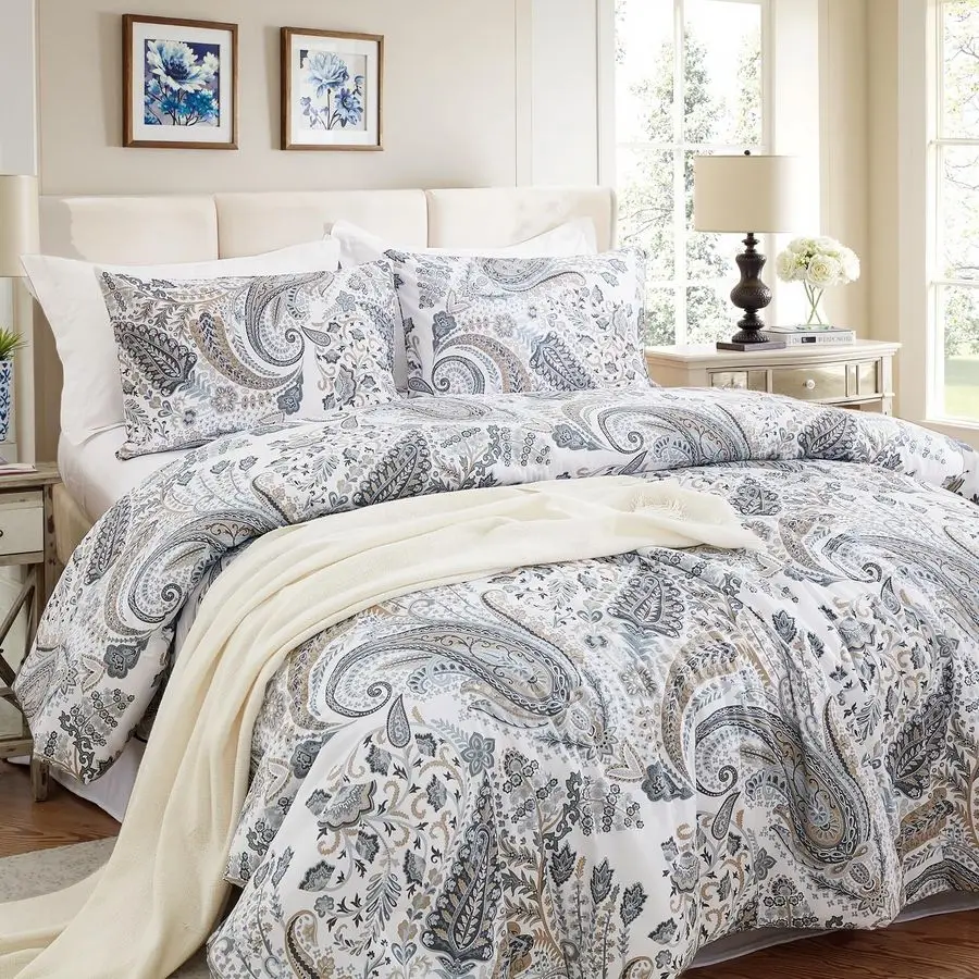 

Paisley Duvet Cover Queen Size 100 Cotton Soft amp Breathable 3 Pcs Luxury Bedding Duvet Cover Sets with Zipper Closure All Seas