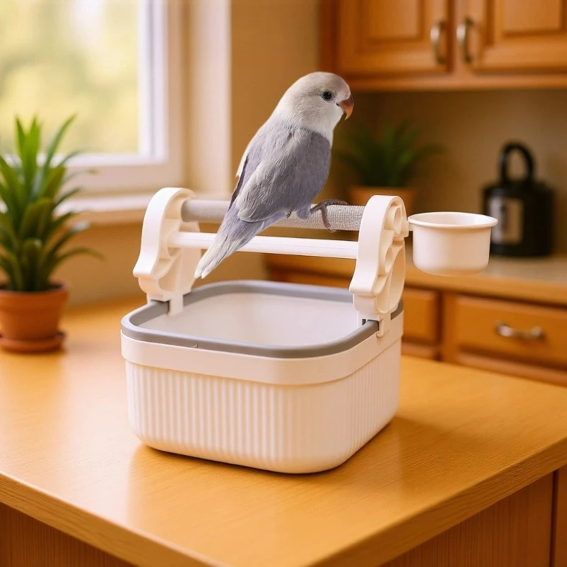 1pc Parrot Fixed-point Defecation Stand Desktop Floor Platform Xuanfeng Peony Tiger Skin Stand Pole Desktop Trash Can