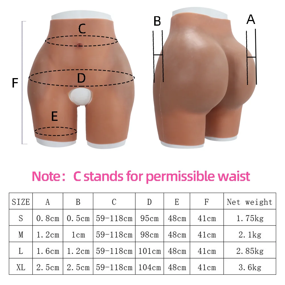 YUERUGOU Silicone Butt Hip Enhancement Women Open Crotch Pants Artificial Hip Shaper Padded Cosplay African Woman Plus Size Wear