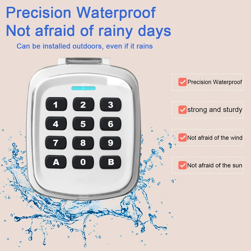 Imagem -05 - Controle Remoto sem Fio para Porta da Garagem Keyless Entry Access Segurança Keyboard Opener Ip44 Teclado Impermeável 280mhz a 868mhz