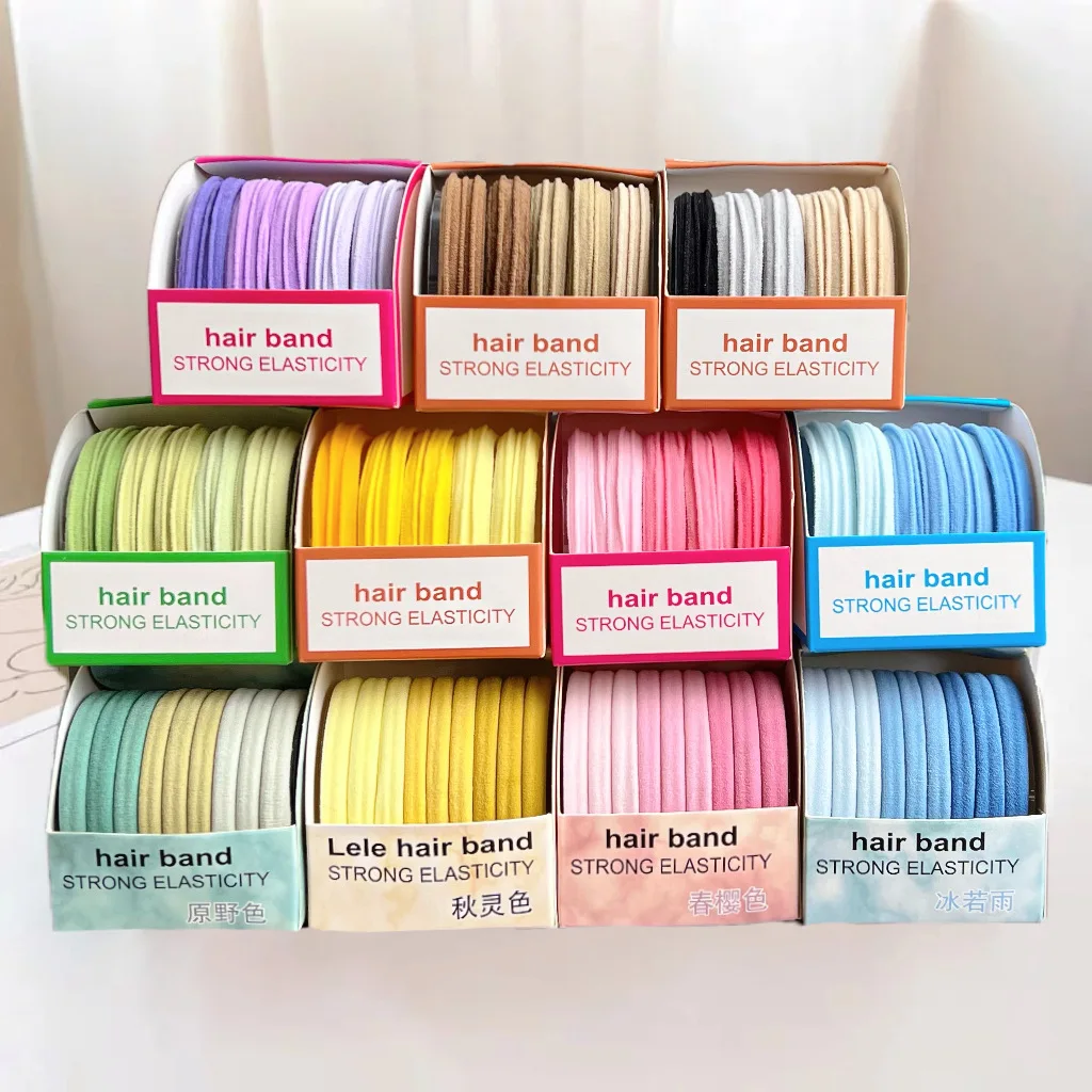 5/9‑Pack Square Box Hair Ties, High‑Elastic Durable Colorful Rubber Hair Bands