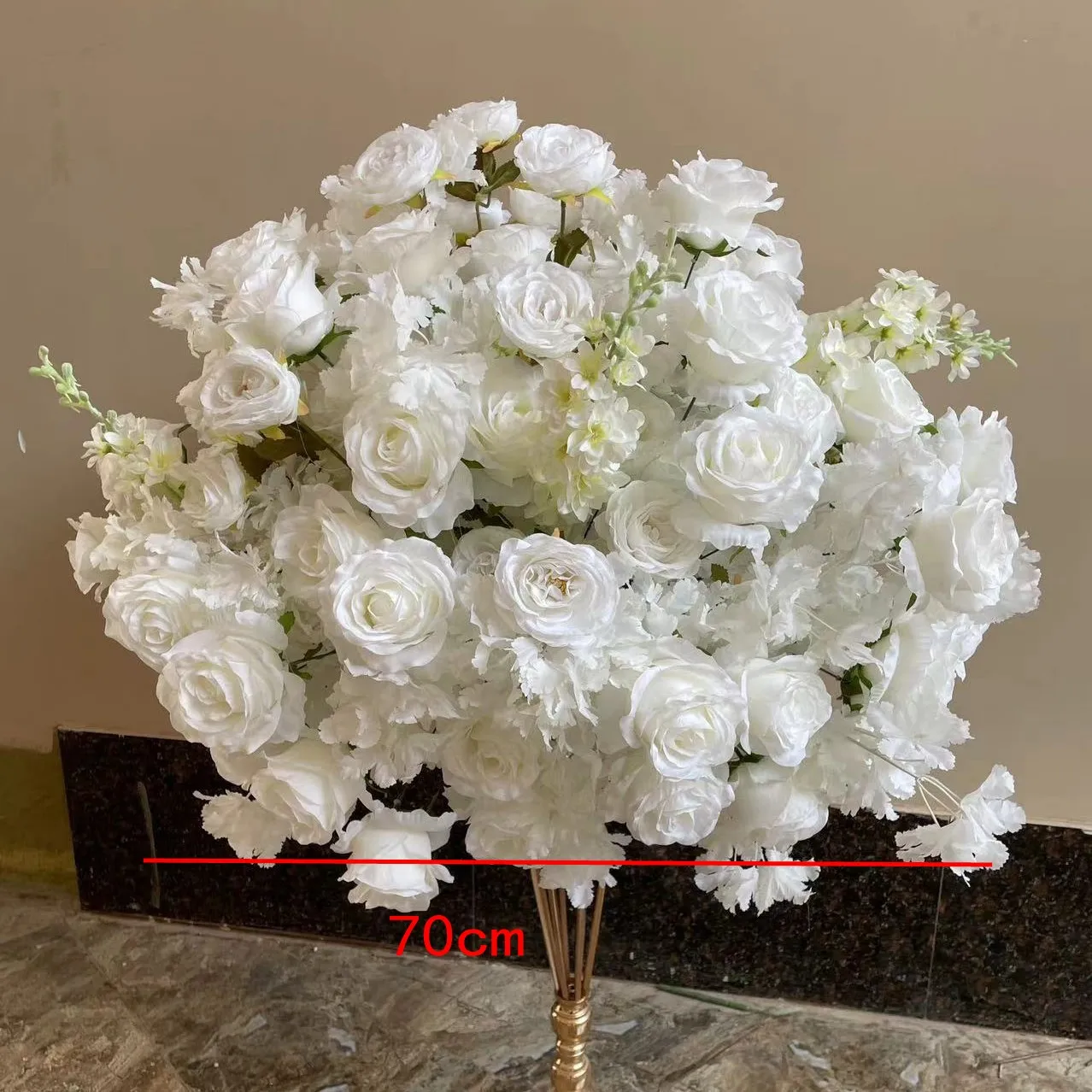 Witte kersenbloesem roos hang hoek bloem rij kunstbloemen bruiloft achtergrond boog decor bloemen tafel centerpieces bal