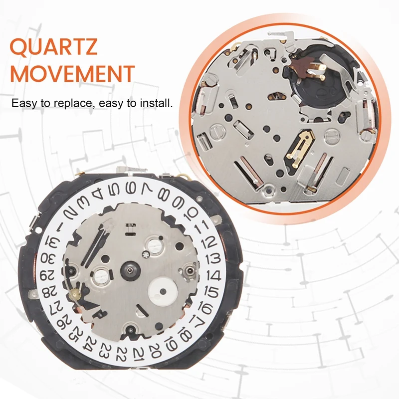 YM62A Replaces 7T62A Quartz Movement Date At 3 Watch Repair Parts Replacement Parts