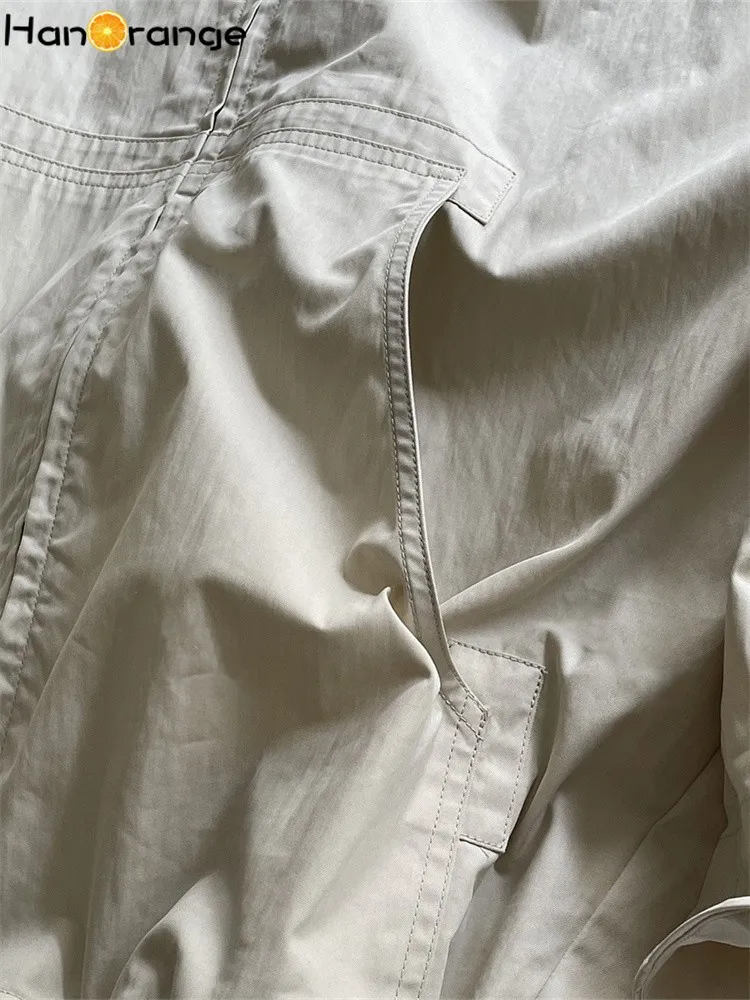 HanOrange 2025 lente herfst vrije tijd outdoor capuchon dames losse silhouet winddichte top zwart/beige