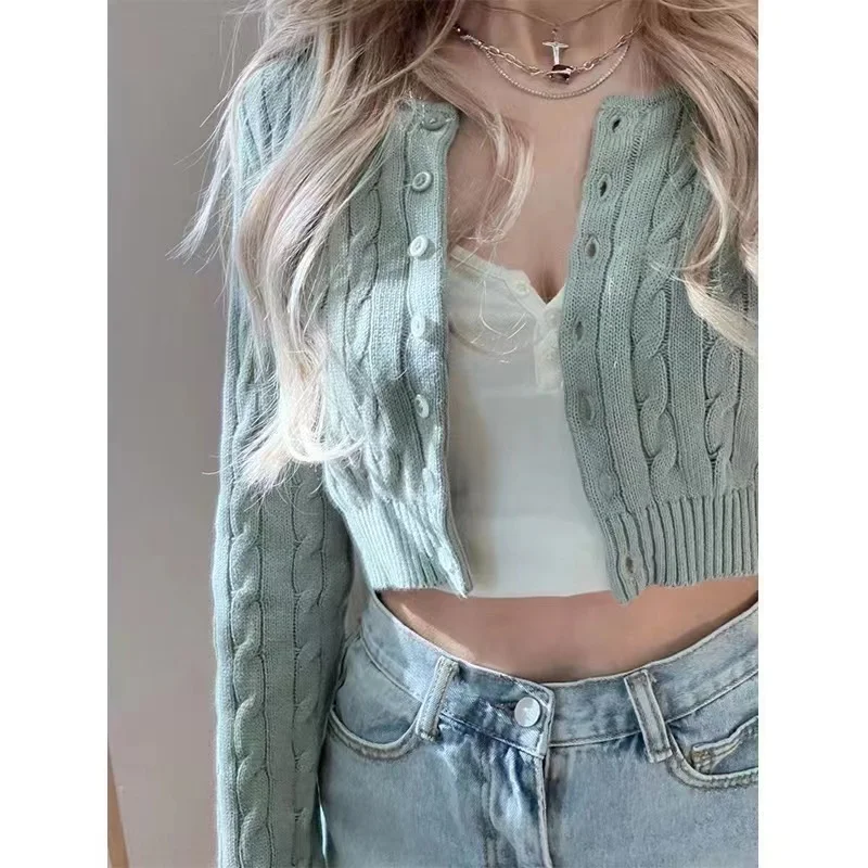 Primavera Autunno rotondo Ne Long Sve ort BM Maglione lavorato a maglia Slim Fit Cardigan aperto Top lavorato a maglia da donna Faionable Versatile