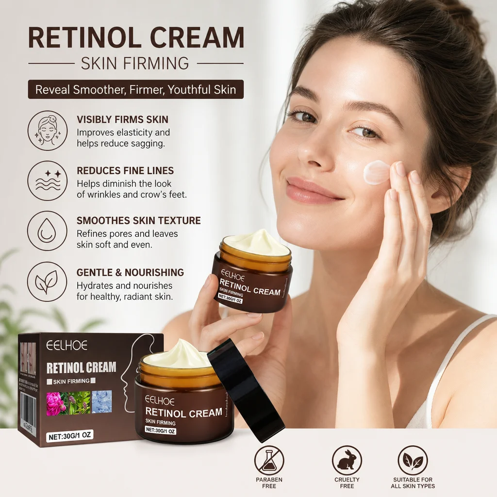 Retinol Anti Aging Facial Cream Kit Firm Lift Reduce Fine Lines Serum Smoothing Glow Hydrating Whitening Face Skin Treatment
