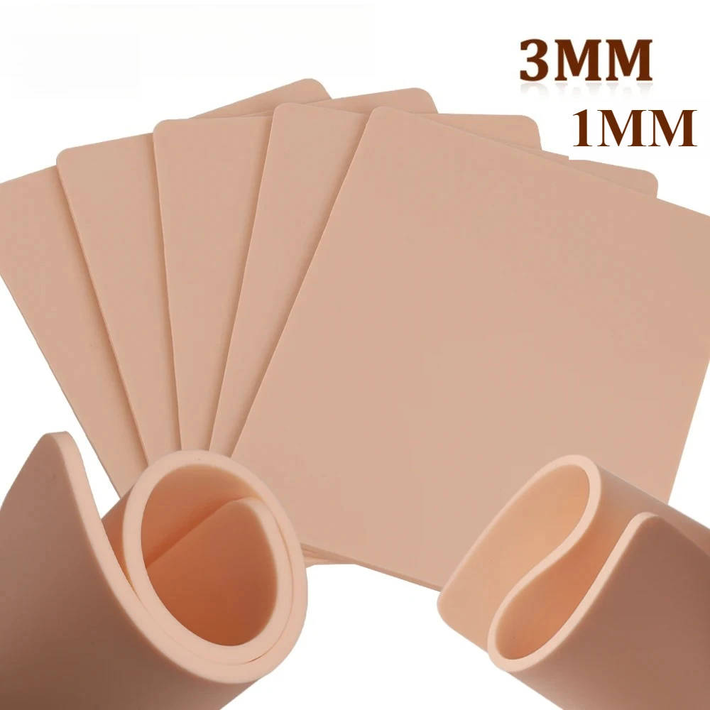15/10/8/5/1pcs Tattoo Practice Skin 3MM Silicone Fake Skin Double-Sided for Permanent Makeup Training Supply Tattoo Accessory