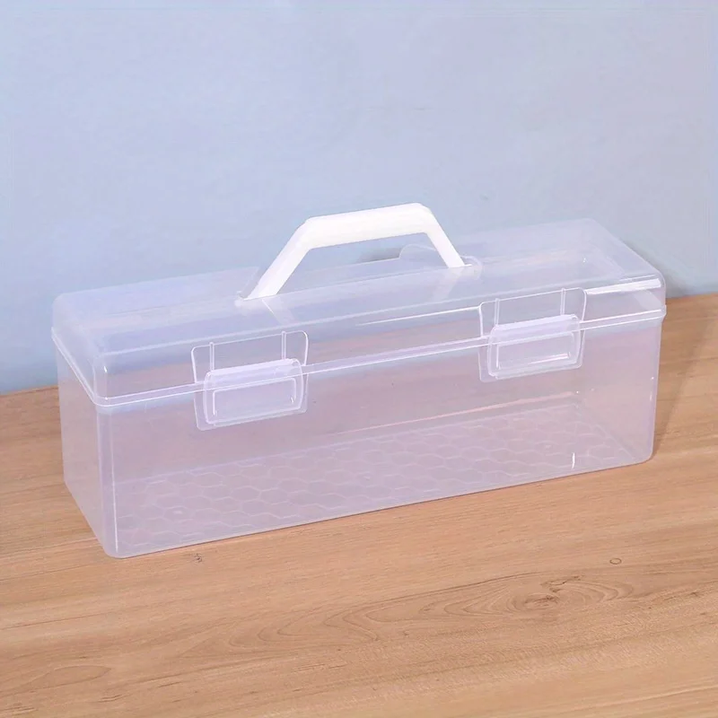 

Calligraphy & Paint Storage Box with Lid -Art Supply Organizer for Studio,Craft Paints,Markers,Brushes -Durable Handle Container