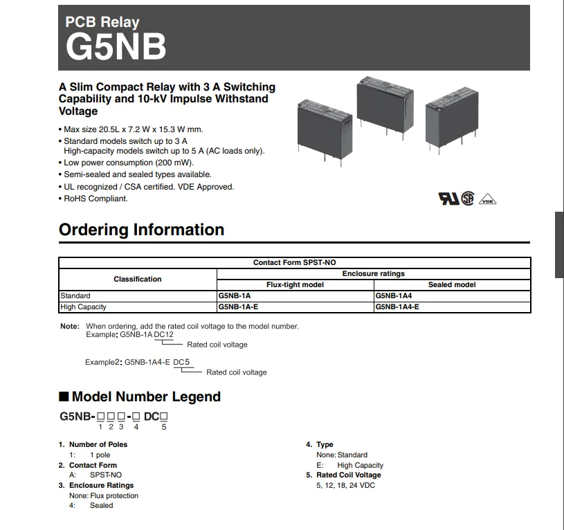 10 teile/los neues Original-Leistungs relais 3a 5a 24VDC G5NB-1A-E G5NB-1A G5NB-1A-E-24VDC G5NB-1A-E-DC24V G5NB-1A-24VDC G5NB-1A-DC24V