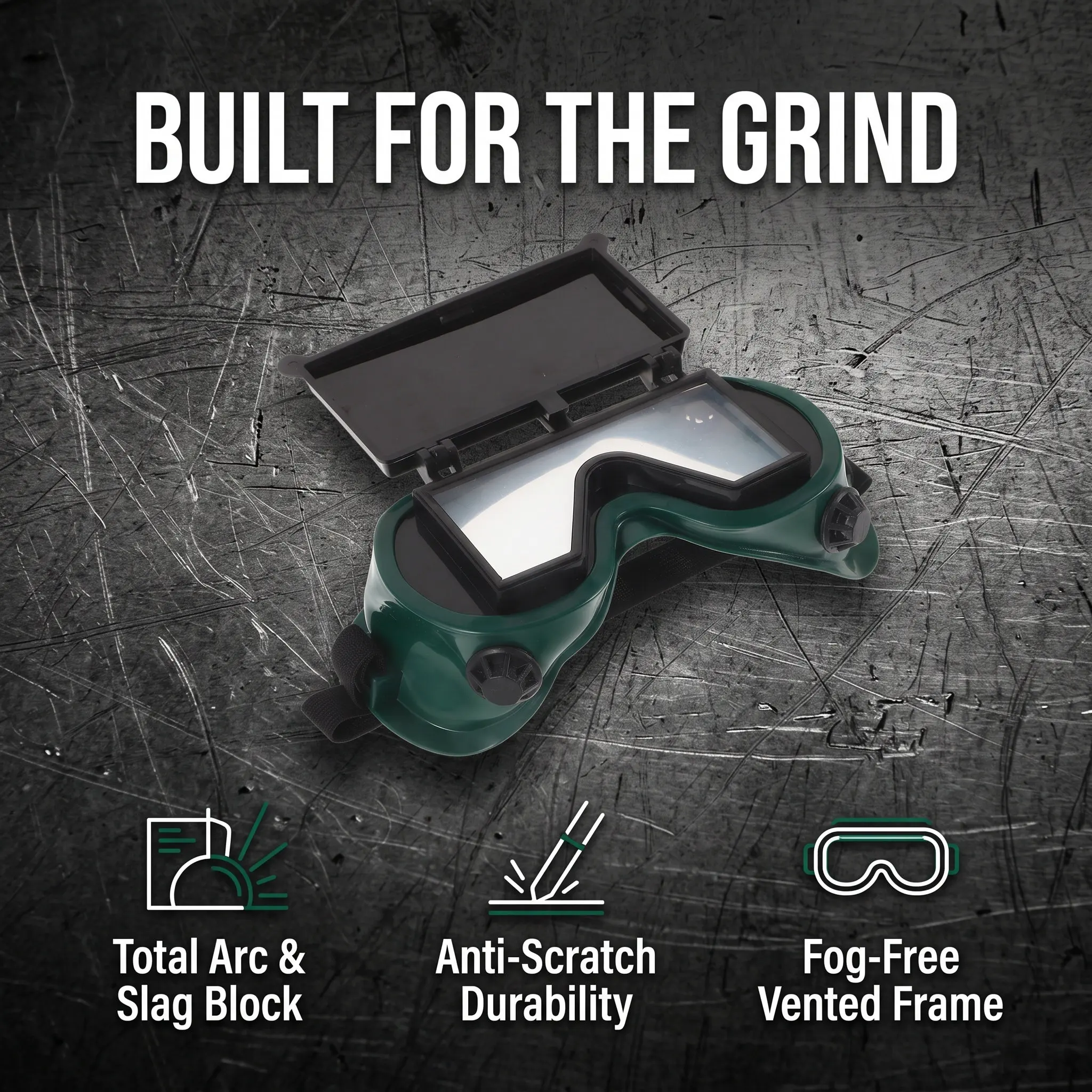 2Pcs Welding Goggles Safety Eye Protection Plastic Frame Flip-Up Welding Glasses Adjustable Headband Anti-Scratch Comfort