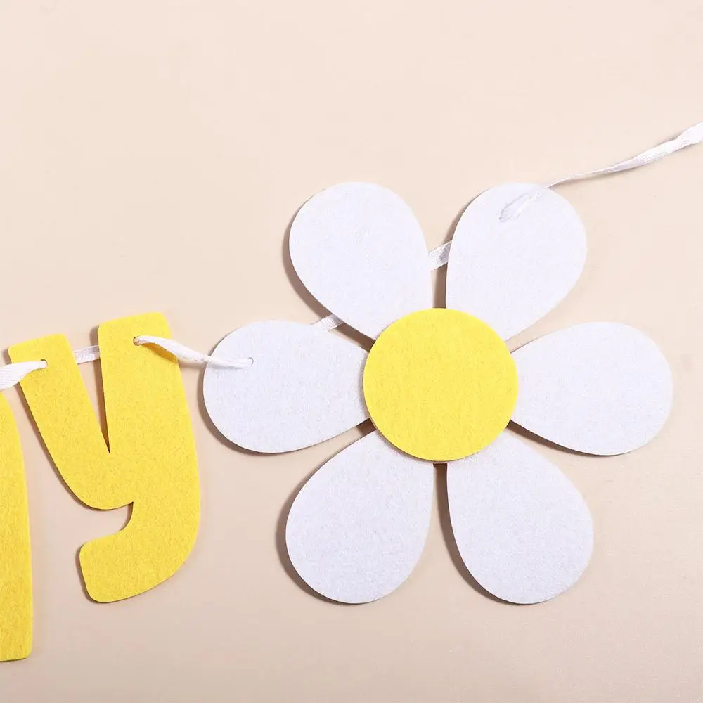 Non Woven White Flower Photo Decoration For Home Decor Boys Girl Hanging Flag Daisy Banner Party Flag Banner