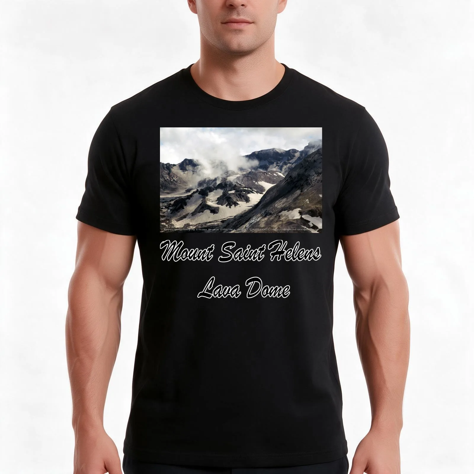 Mount St Helens lava dome closeup T-Shirt, Summer Casual Cotton Tee, Oversized Streetwear Tops, Vintage Graphic Print