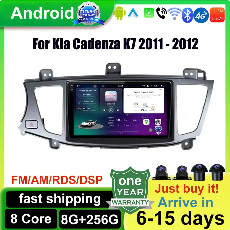 

Android 14 DSP Car Radio Multimedia Stereo Carplay Player WiFi GPS Navigation For Kia Cadenza K7 2011 - 2012