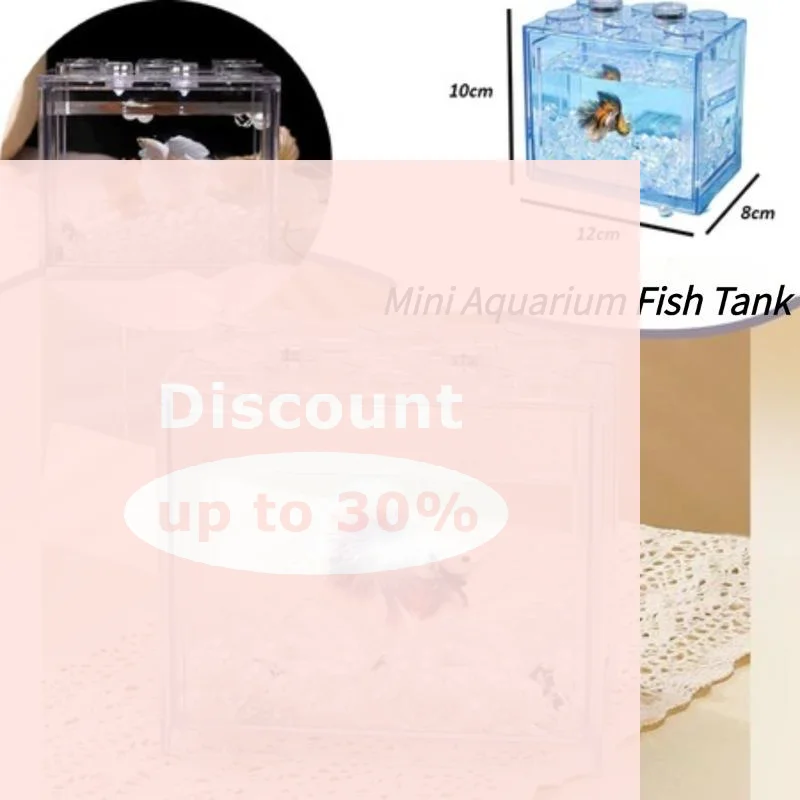 [Aquarium Mini Acrylic Fish Tank Reptile Pet Box Stackable Aquarium Cylinder Landscape Seaweed For Home Office Decoration]