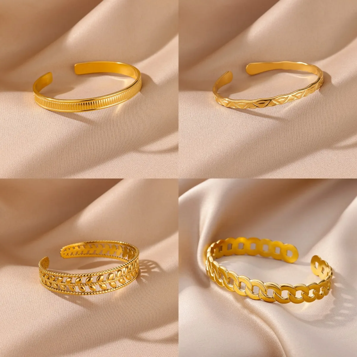 Gold Farbe Edelstahl Hohl Streifen Armband Für Frauen Mode Offene Einstellbare Kette Manschette Armband Erklärung Schmuck Geschenk