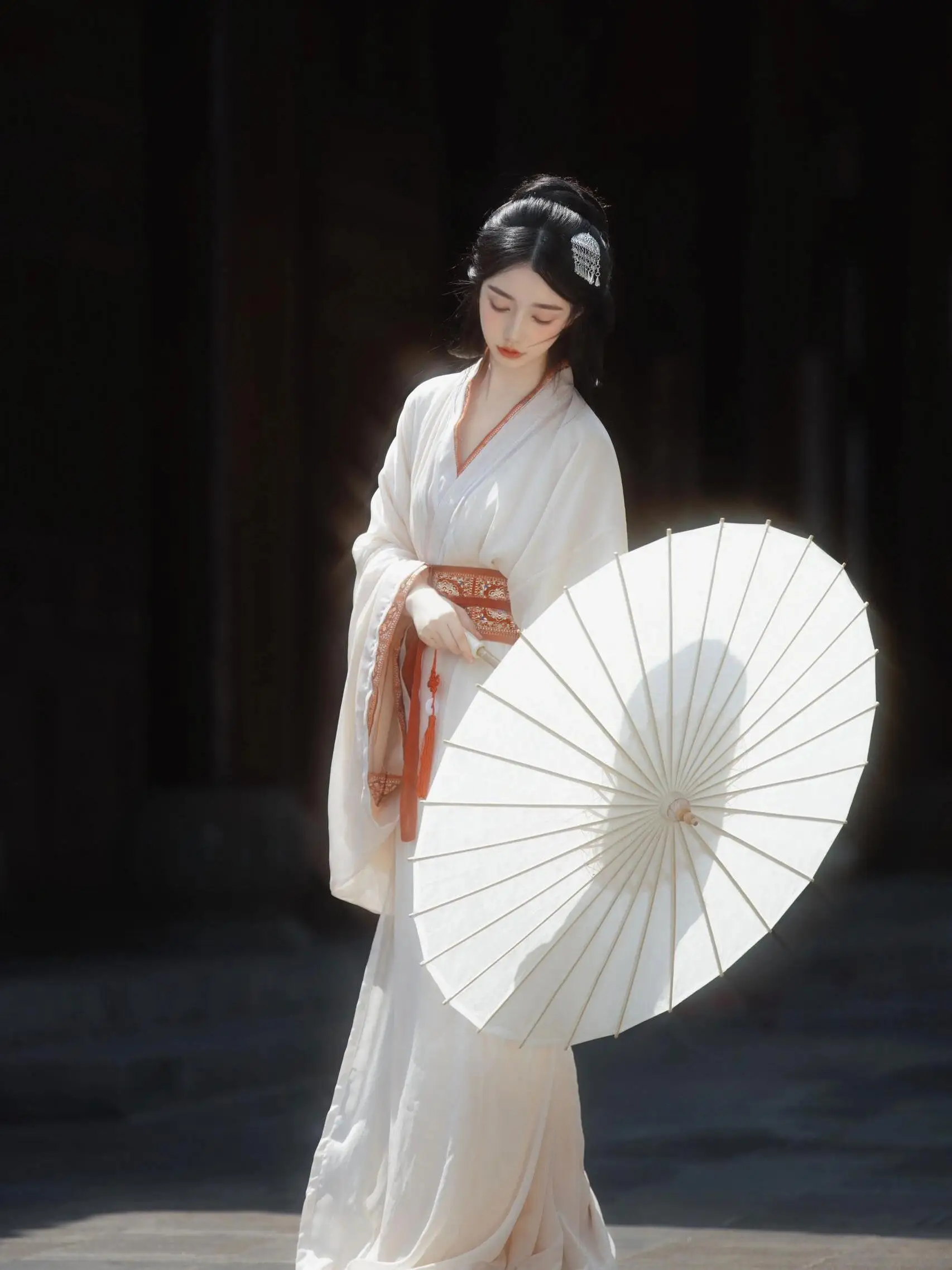 رداء Hanfu النسائي ذو الدول المتحاربة، نموذج ترميم قبة ماشان تشو، ذيل مستقيم للربيع والصيف، صيني تقليدي