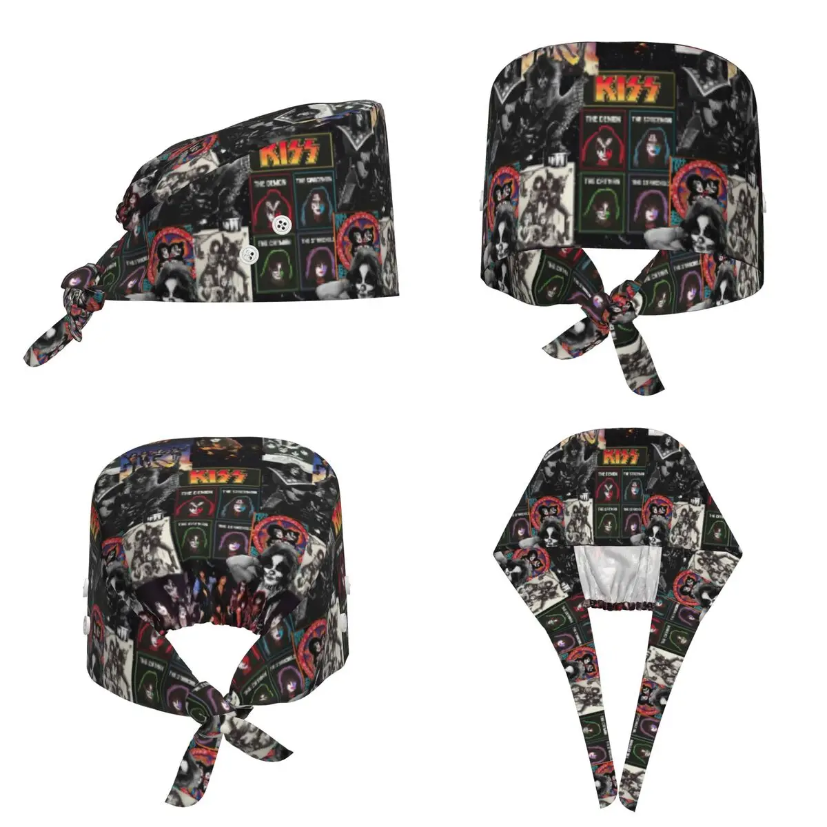 Heavy Metal Rock Music Band Kiss Scrub Hat Doctor Working Surgical Cap Unisex Adjustable Nursing Caps for Dentist