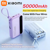 Xiaomi 50000mAh Built in Cables Power Bank 4 In1 Large Capacity Intelligent Digital Display Light Portable Battery For Samsung
