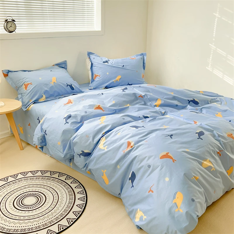 

Soft Breathable 3-Piece Set Flat Comfortable Pillowcase Fitted Bedding Duvet Modern 4-Piece Cotton Nordic Bed Hotel Sheet Cover