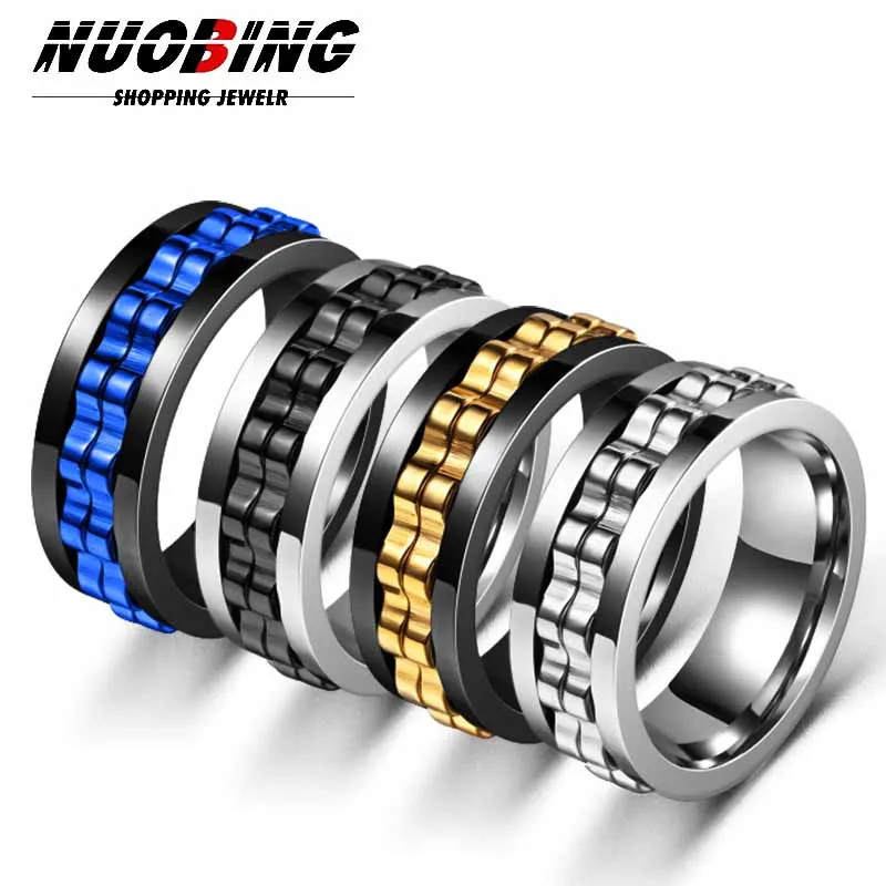 

Luxury 316L Stainless Steel Ring Gear Rotation Suitable Both Men Women Resist Anxiety Customize Your Exclusive Name Jewelry