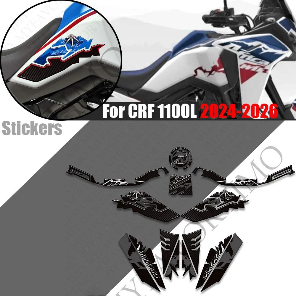 For Honda Africa Twin CRF1100L 2024-2026 Motorcycle Epoxy Resin Decals Stickers Kit Tank Pad Cap Fairing Fender Handguard