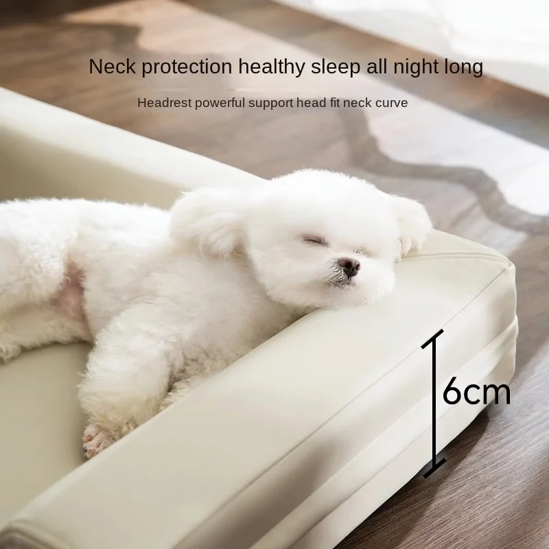 Kennel Simple Plain Leather L-Shaped Nest Dog Sleeping Rest Mat Removable and Washable Bear Teddy Pet Sofa Accesorios