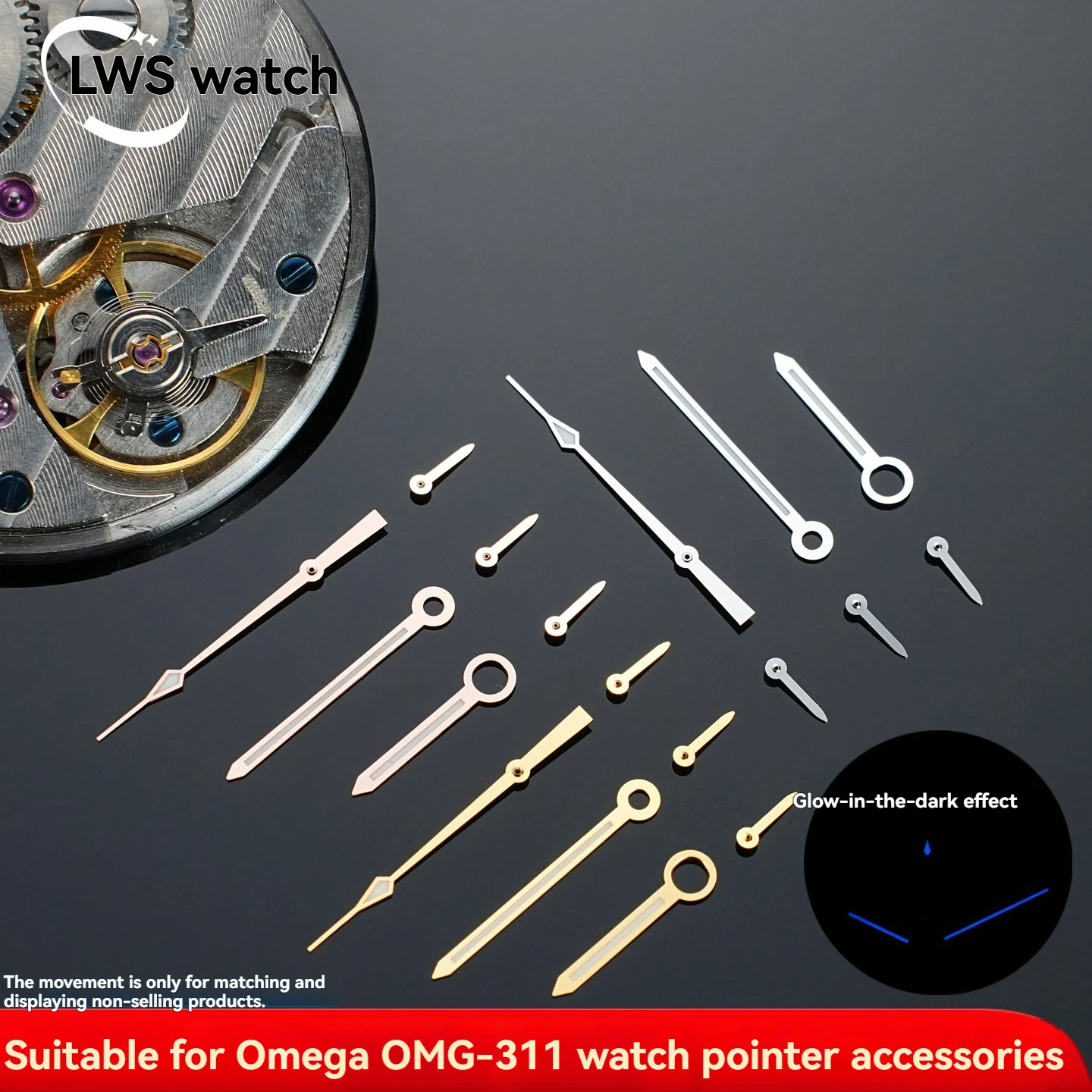 Запасные части для часов Omega OMG-311: Сменные стрелки для часов, минут и секунд для механизма 7750.