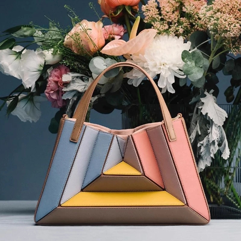 Original Designer Brand's Popular Dopamine-Turkish Pleated Color-blocking Fashionable Mini Hand-held Crossbody Bags for Women