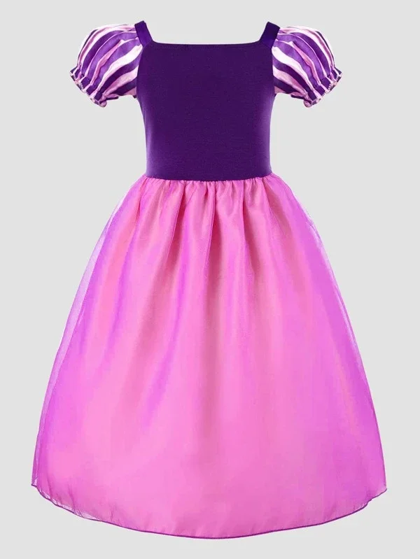 Bambini lunghi capelli magici fiaba Fancy Dress Girls Carnival Rapunzel Princess Costume Kid Halloween Apparel Role Play Party